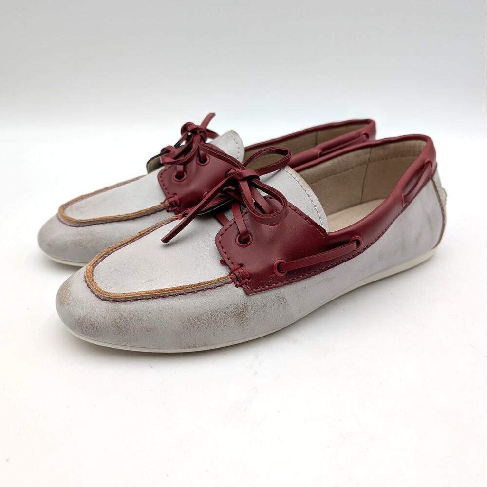 Nine West Yacht Boat Shoes Round Toe Women's White/Red Multi Size US8.5M EU39